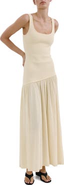 MANGO Asymmetric Cut Knit A-Line Dress