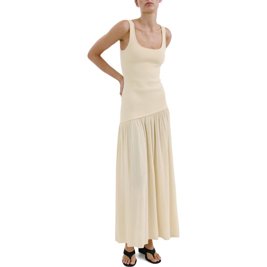 Mango Asymmetric Cut Knit A-line Dress In Neutral