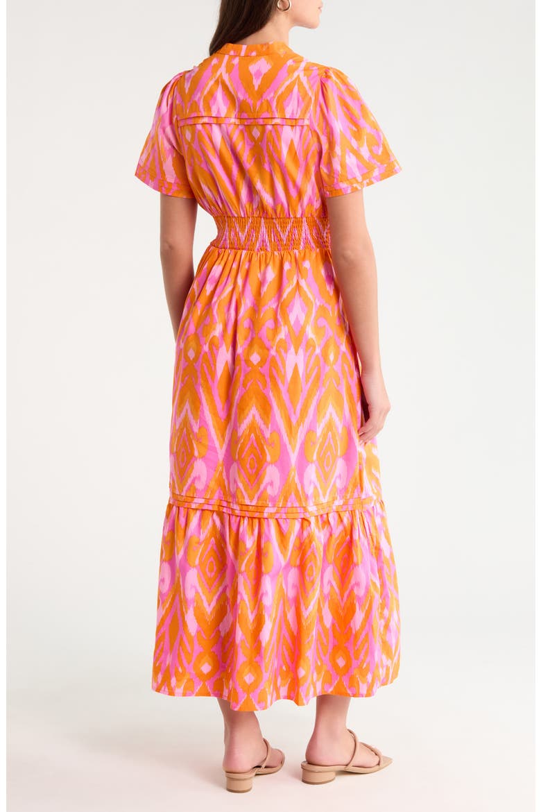 Belraj Ikat Print Cotton Poplin Maxi Dress, Alternate, color, ORANGE-PINK