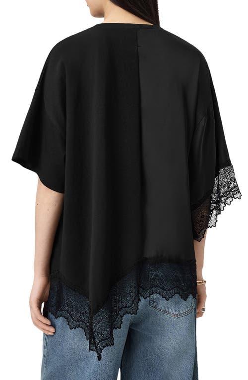 Allsaints Lenny Oversize Lace Trim Cotton T-shirt In Black