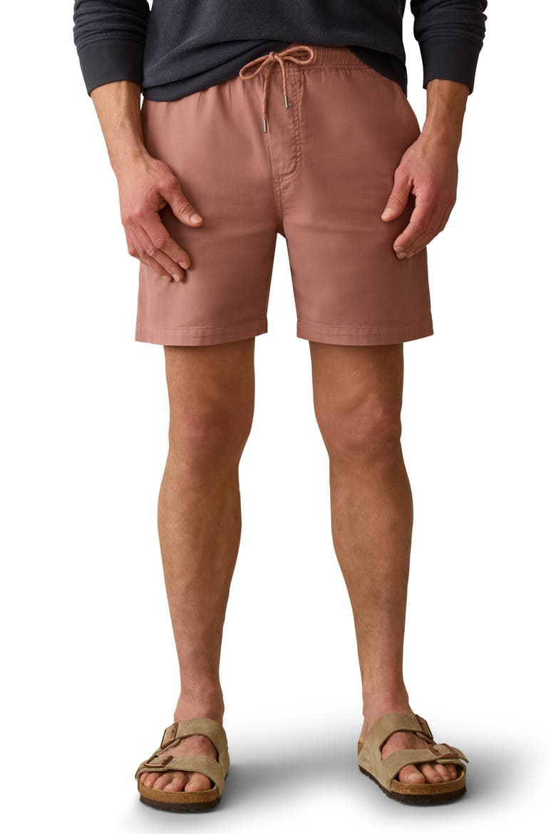 Essential Stretch Cotton Drawstring Shorts, Main, color, CEDAR ROSE