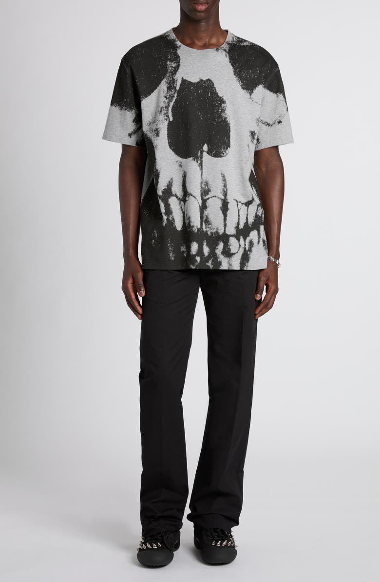 McQueen Skull Print Graphic T-Shirt, Alternate, color, Grey/ Grey