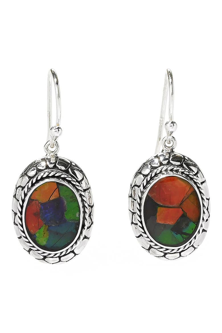 Ammolite Drop Earrings, Main, color, SILVER MULTI