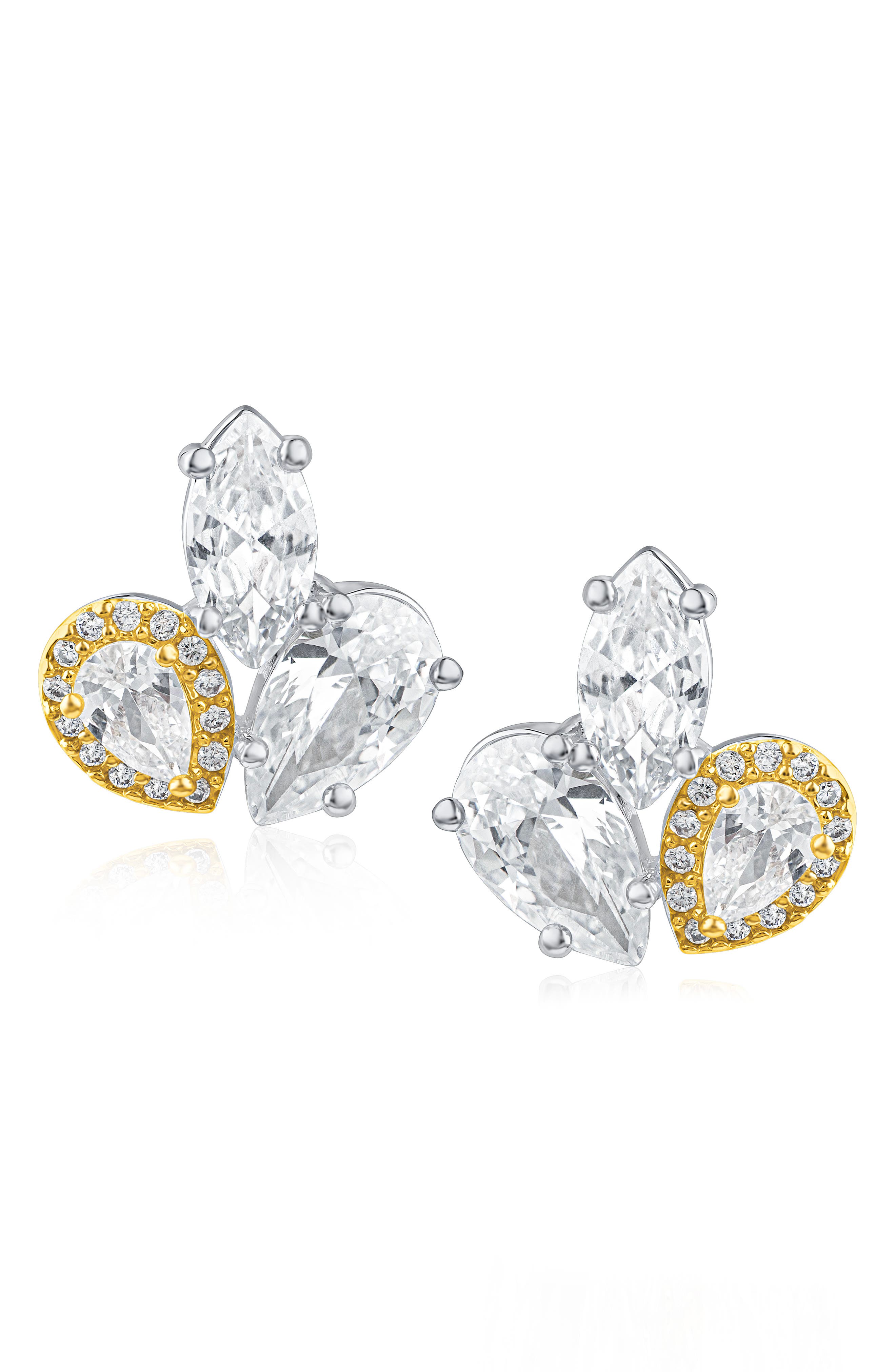 Cubic Zirconia Mixed Cluster Stud Earrings