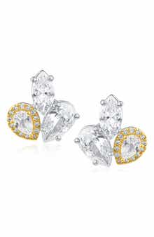 Cubic Zirconia Mixed Cluster Stud Earrings