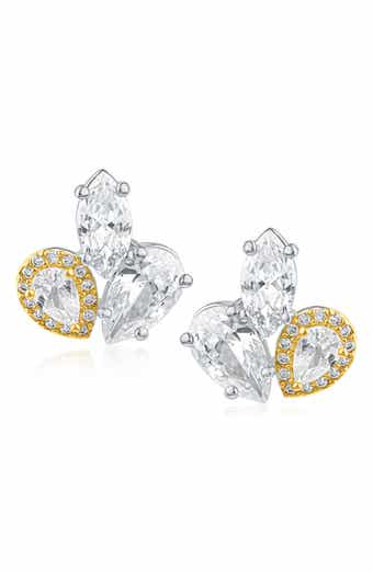 Cubic Zirconia Mixed Cluster Stud Earrings
