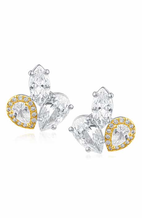 Cubic Zirconia Mixed Cluster Stud Earrings