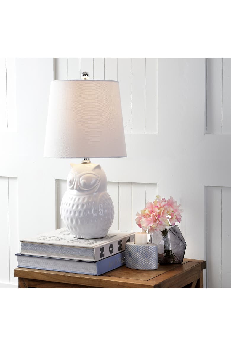 Hoot Ceramic Mini LED Table Lamp, Alternate, color, White