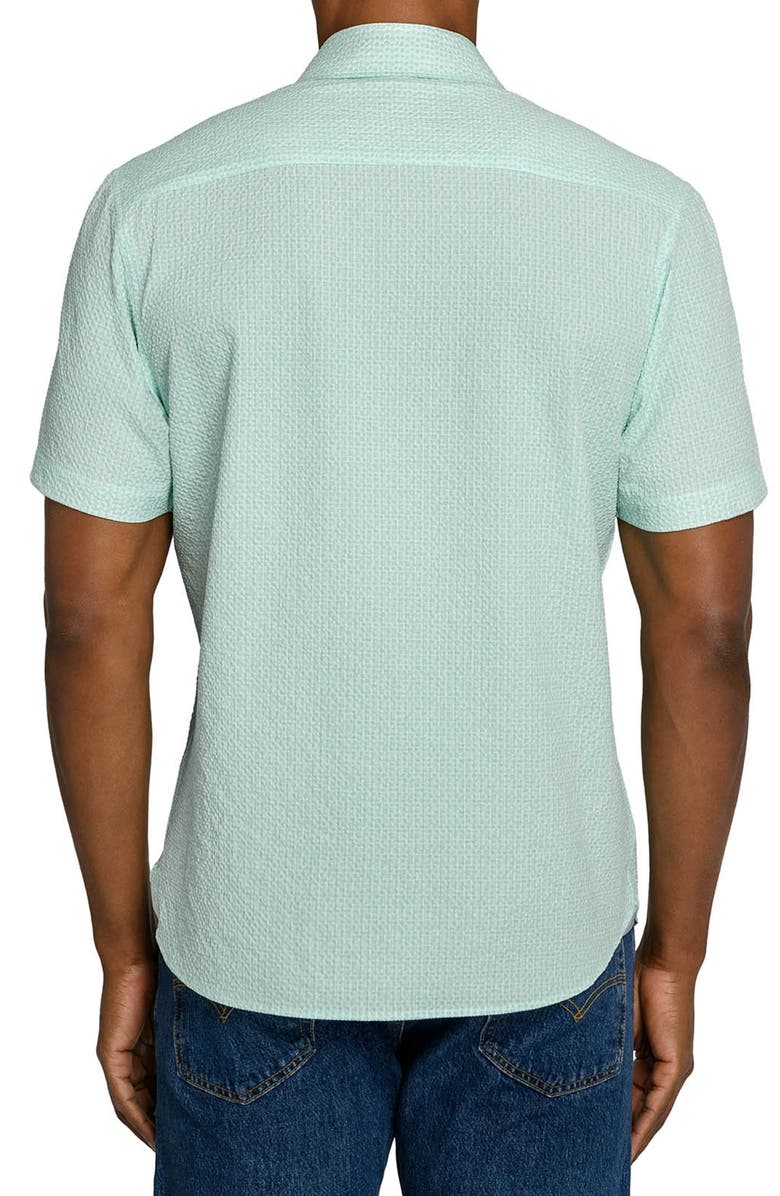 CONSTRUCT Slim Fit Dot Woven Short Sleeve Seersucker, Alternate, color, Mint