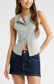 BP. Cotton Blend Button-Up Tank