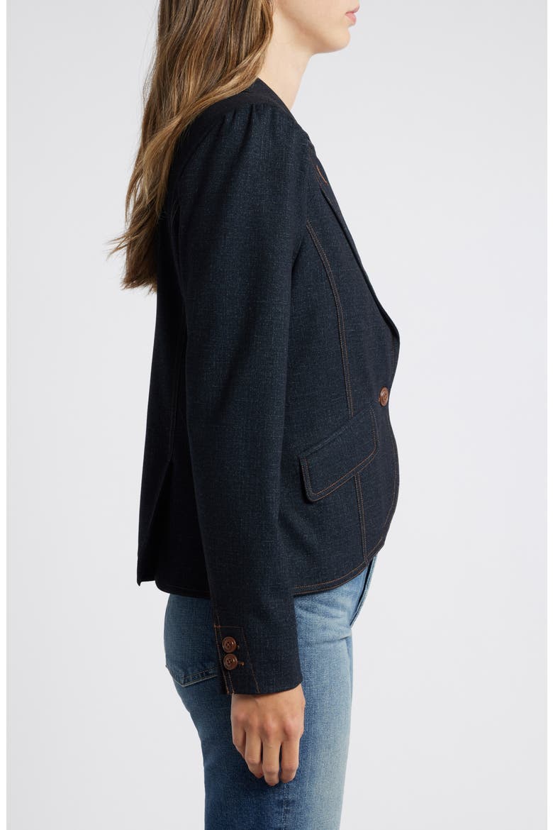 LS PUFF SHOULDER BLAZER, Alternate, color, DARK INDIGO