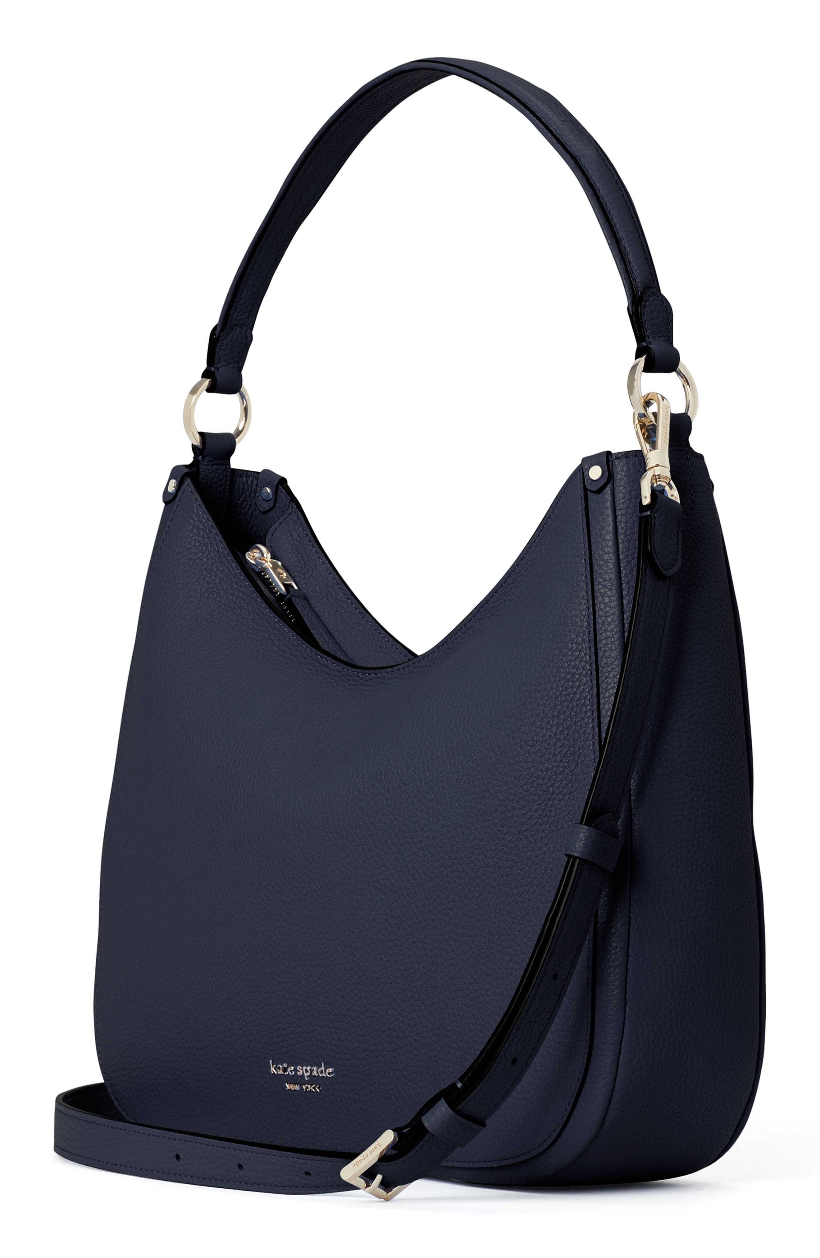 roulette large leather hobo bag, Alternate, color, BLAZER BLUE
