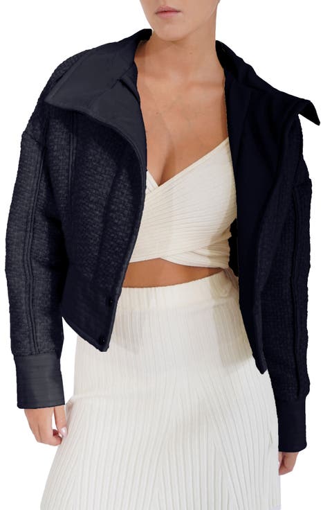 Mad Love Crop Bouclé Bomber Jacket
