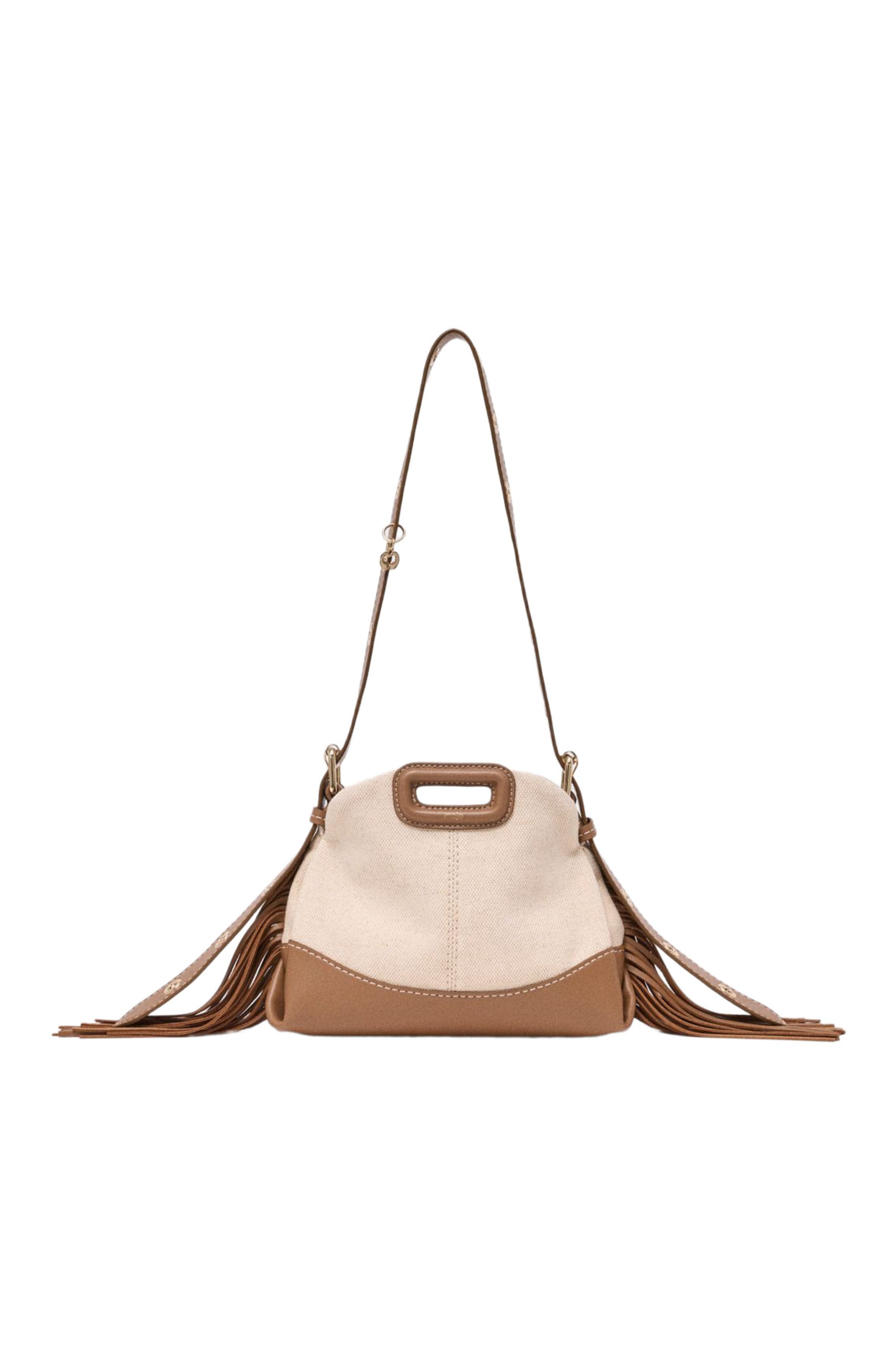 maje Canvas and leather Miss M Mini bag, Main, color, Moka/White