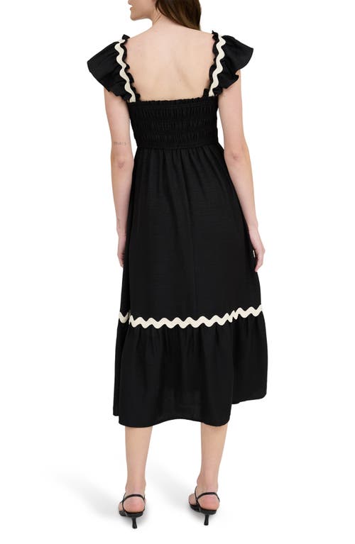 August Sky Wavy Ribbon Tiered Midi Dress