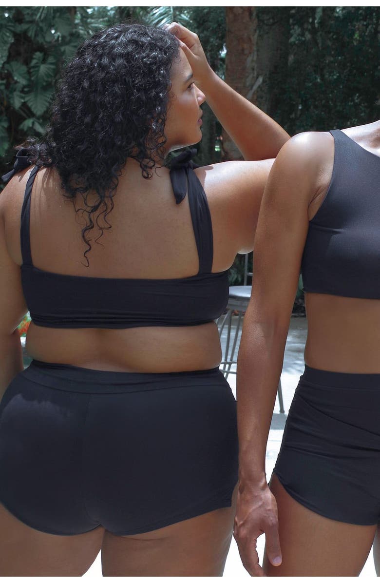 Mary Mercedes Moe Tie-Front Swim Shorts, Alternate, color, Black