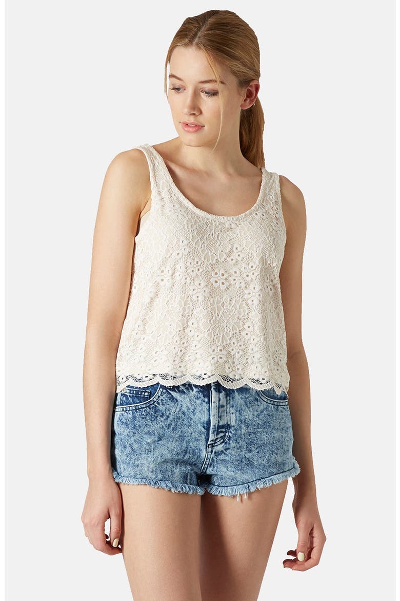 Scalloped Lace Tank, Main, color, CREAM