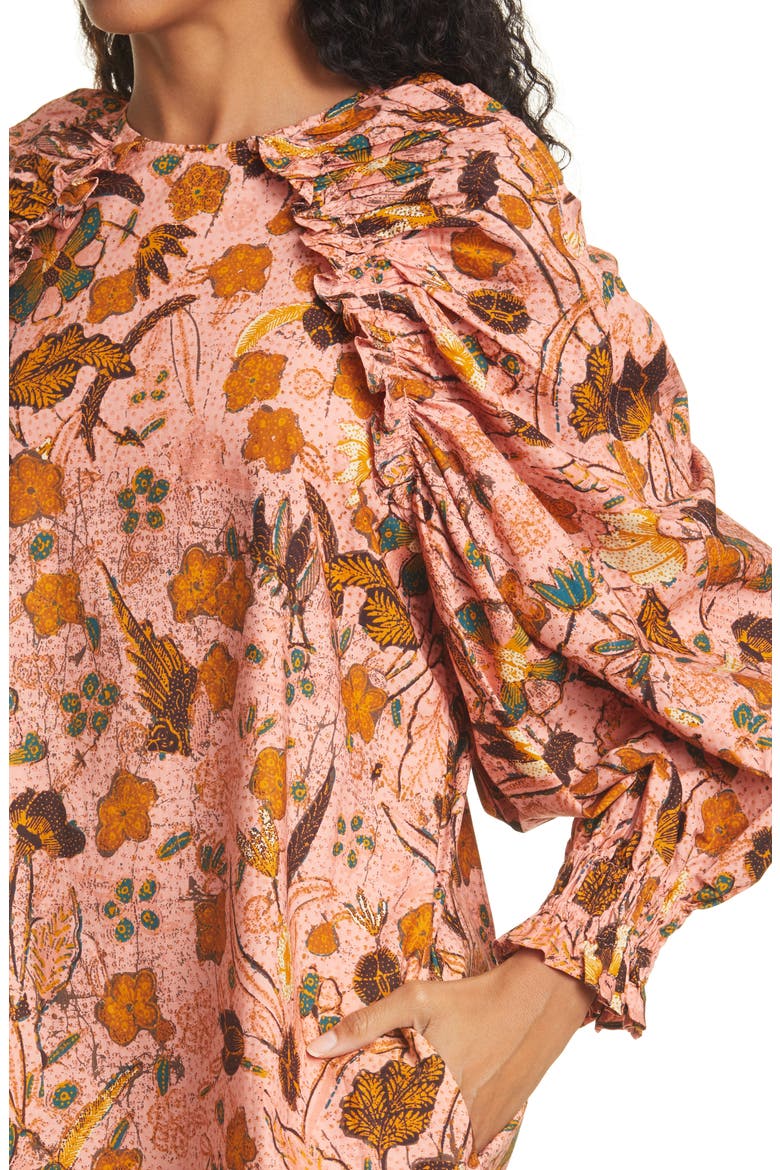 Devya Floral Long Balloon Sleeve Shift Dress, Alternate, color, BLUSH FLORAL