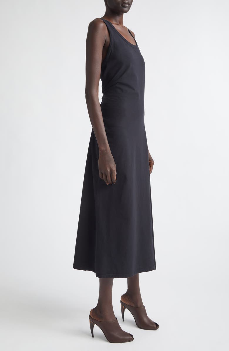 McQueen Ruched Cotton Jersey Tank Dress, Alternate, color, Black