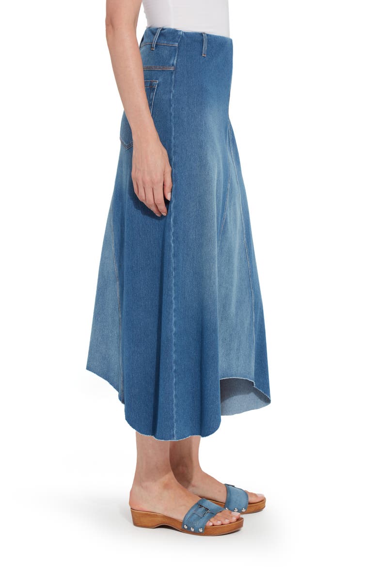 Camille Denim Midi Skirt, Alternate, color, MIDWASH