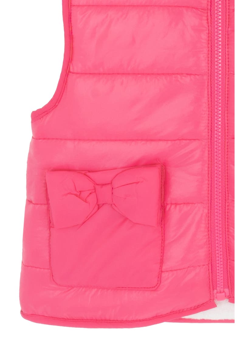 Teddy Sweatshirt, Puffer Vest & Flare Pants Set, Alternate, color, MAGENTA