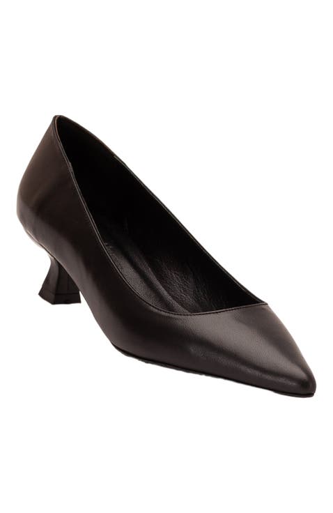 Helly Kitten Heel Leather Stiletto Pumps