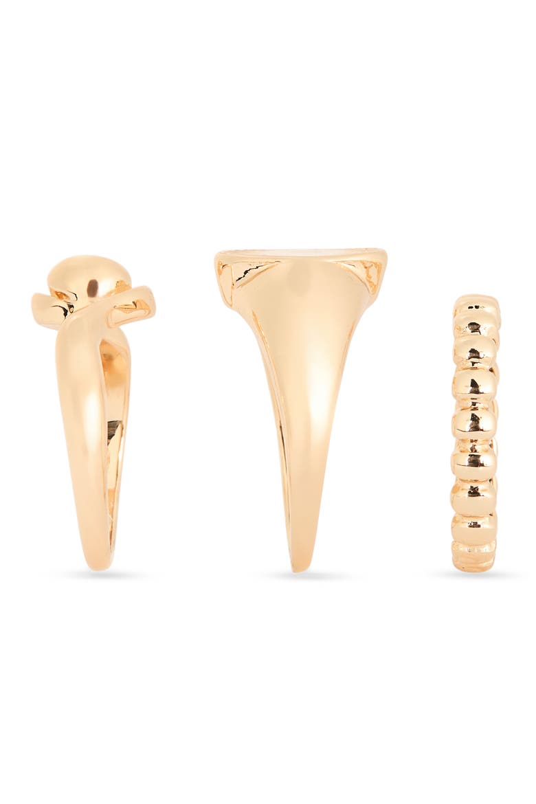 Set of 3 Rings, Alternate, color, GOLD