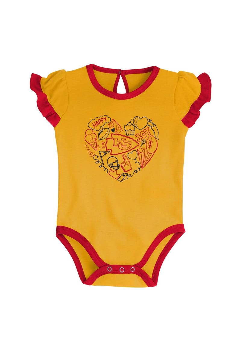 Newborn & Infant Red/Yellow Kansas City Chiefs Too Much Love Two-Piece Bodysuit Set, Alternate, color, Red