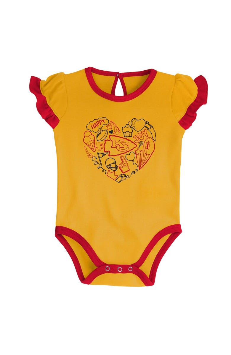 Outerstuff Newborn & Infant Red/Yellow Kansas City Chiefs Too Much Love Two-Piece Bodysuit Set, Alternate, color, 