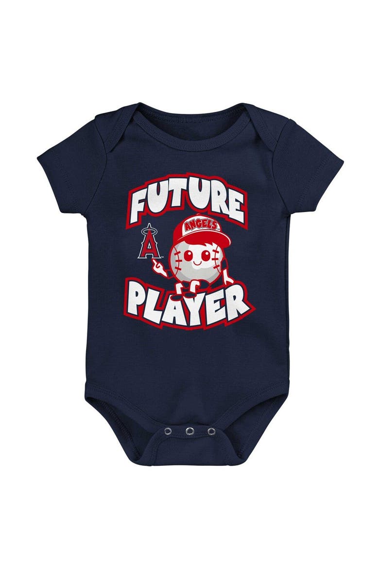 Newborn & Infant Navy/Red/White Los Angeles Angels Minor League Player Three-Pack Bodysuit Set, Alternate, color, Navy