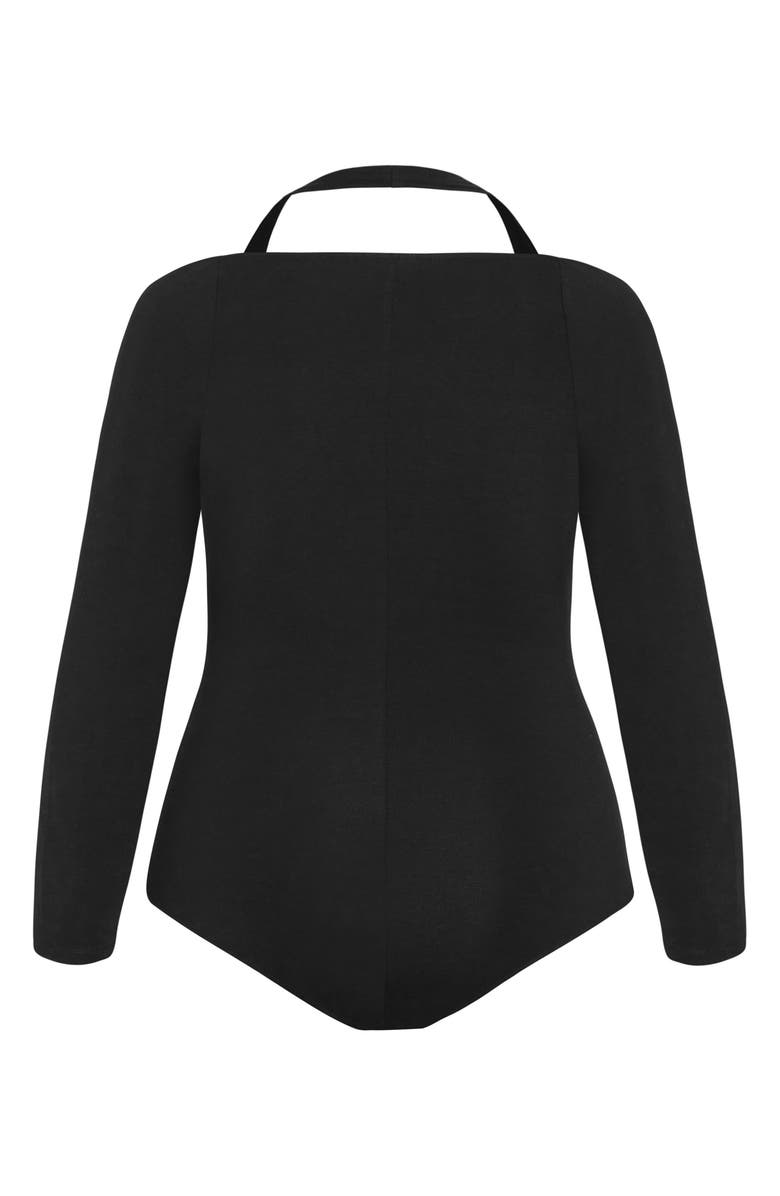 City Chic Keyla Halter Long Sleeve Bodysuit, Alternate, color, 