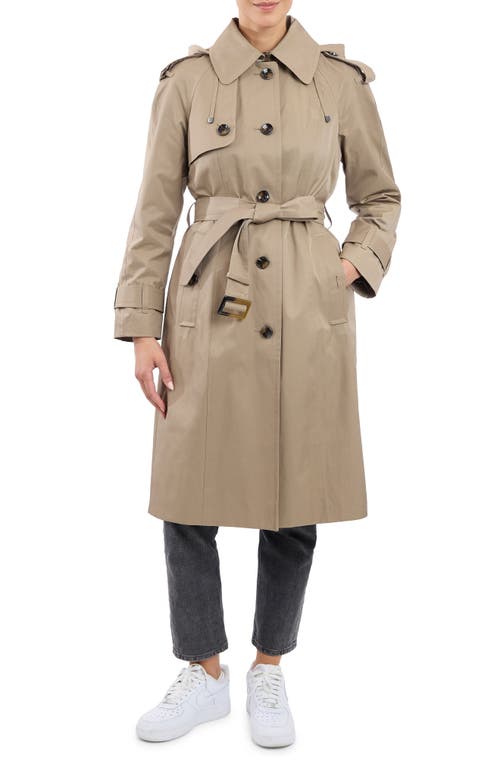 London Fog Cotton Blend Trench In Driftwood