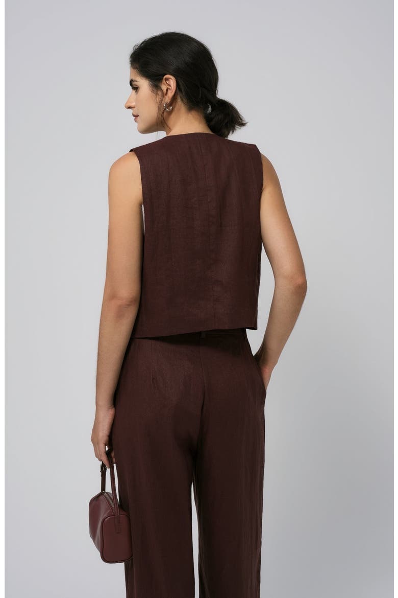 Hemp Tailored Vest, Alternate, color, brown