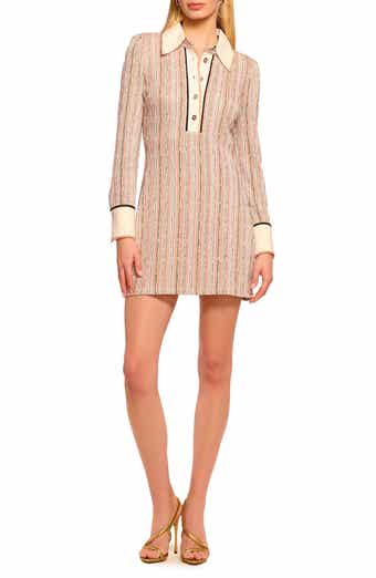 Carolina Sequin Stripe Long Sleeve Polo Minidress