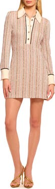 Ramy Brook Carolina Sequin Stripe Long Sleeve Polo Minidress