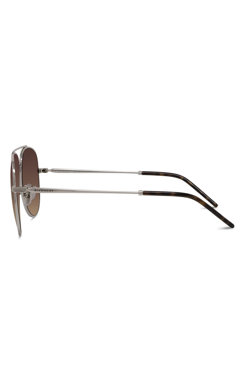 Givenchy City 58mm Gradient Pilot Sunglasses, Alternate, color, Shiny Palladium / Brown