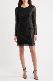 Sam Edelman Fringe Sequin Long Sleeve Dress