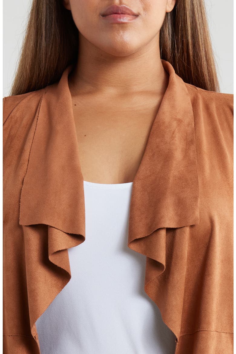 Drape Front Faux Suede Jacket, Alternate, color, SIENNA