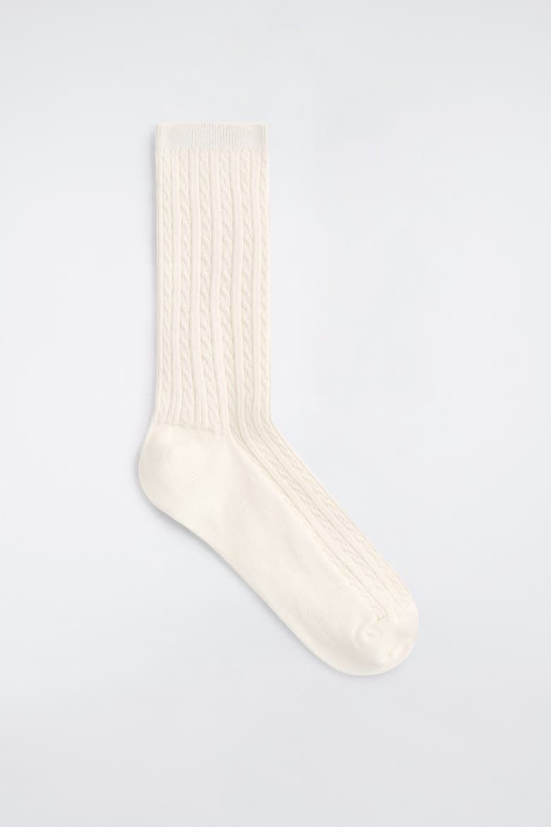Cable-Knit Socks, Main, color, OFF-WHITE