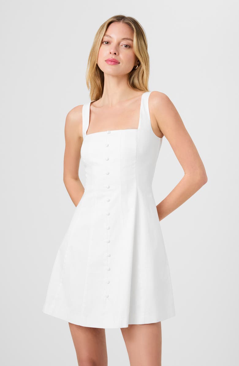 French Connection Stretch Cotton Sateen Button-Up Minidress, Alternate, color, Summer White