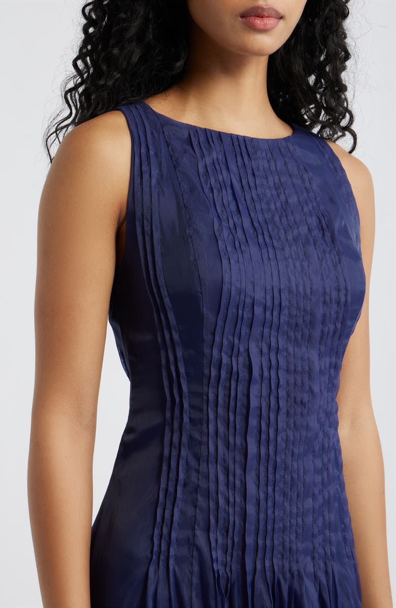 Lulus Dani Organza Tie Back Midi Dress, Alternate, color, Navy