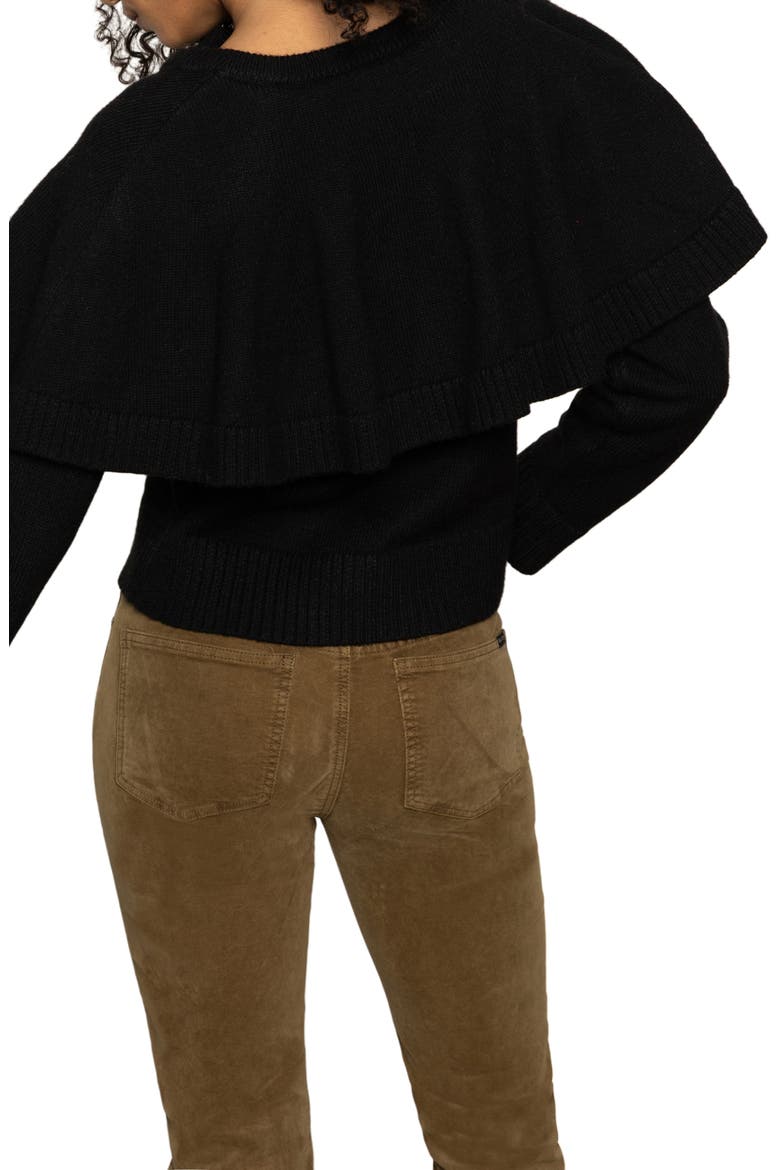 Cape Detail Cardigan, Alternate, color, BLACK