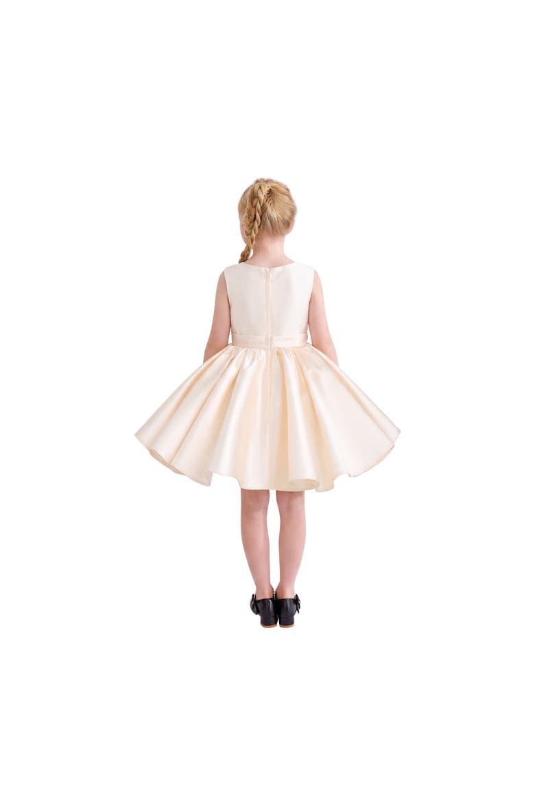Sabina Satin Flared Dress with Side Bow, Alternate, color, Beige