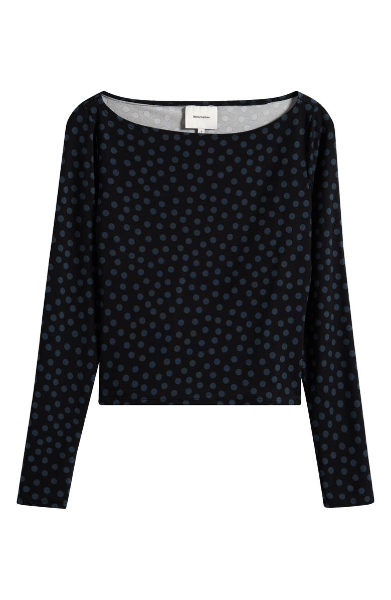 Reformation Wiley Polka Dot Boat Neck Top, Main, color, Cosmic Dot