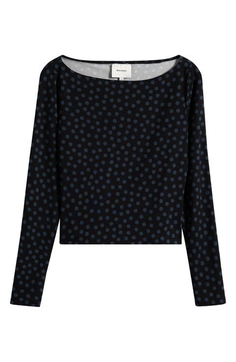 Wiley Polka Dot Boat Neck Top