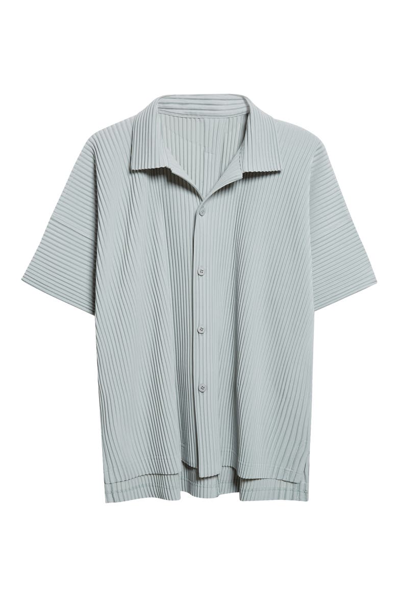 Monthly Colors July Pleated Short Sleeve Button-Up Shirt, Alternate, color, SERICITE BLUE