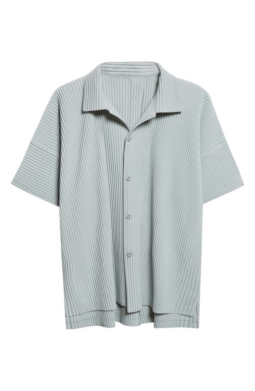 Issey Miyake Homme Plissé Monthly Colors July Pleated Short Sleeve Button-up Shirt In Blue