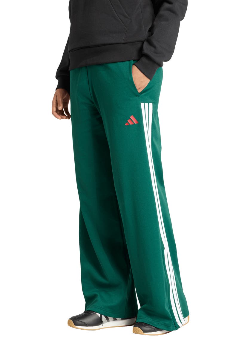 House of Tiro Wide Leg Track Pants, Main, color, DARK GREEN/ SCARLET/ WHITE