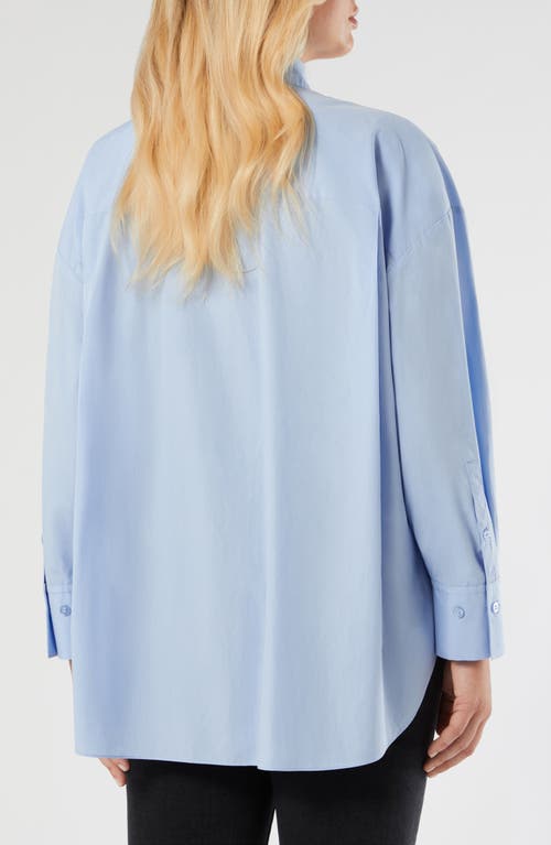Marina Rinaldi Uganda Embellished Oversize Cotton Button-up Shirt In Blue