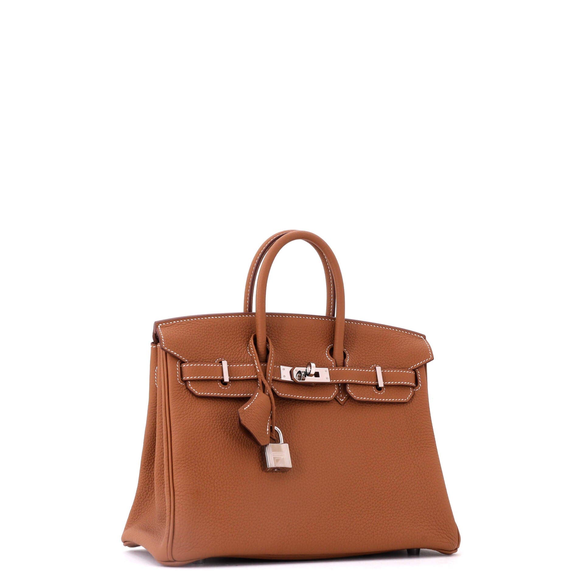 Birkin Handbag Brown Togo with Palladium Hardware 25, Alternate, color, Gold
